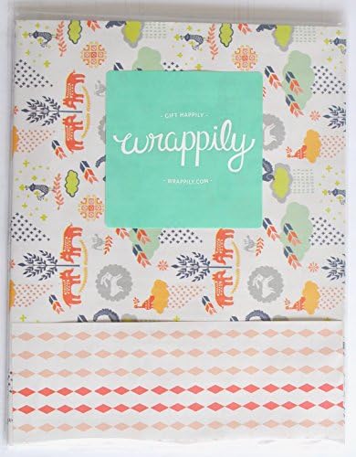 Southwest Folk Creatures and Coral Diamonds (6 Sheet Value Pack) - Eco-Friendly Wrapping Paper – Reversible - Gift Wrap by Wrappily