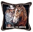 "Cowgirl by Choice" Horse Decorative Accent Throw Pillow 17" x 17"