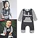 MIOIM Unisex Kids Baby Boy Girl Stripes Printed Romper Bodysuit Outfits Dark Gray