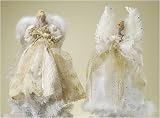 Set of 2 Antique Chic Ivory & Gold Porcelain Angel Christmas Tree Toppers 16