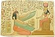 Goddess Maat paying homage to Hathor Relief, Color
