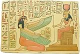 Goddess Maat paying homage to Hathor Relief, Color