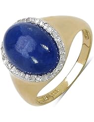 8.73 Carat 14K Gold Plated Genuine Tanzanite and 0.17 ct. t.w. Genuine Diamond Accents Sterling Silver Ring