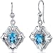 Victorian Design 2.00 Carats Swiss Blue Topaz Oval Cut Dangle Cubic Zirconia Earrings in Sterling Silver Rhodium Finish
