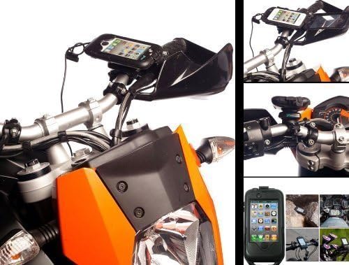 Motorcycle Bike Quick Release Mount Kit + Hard Tough Case for Apple iPhone 4S including Hard Wire Battery Charger Cable