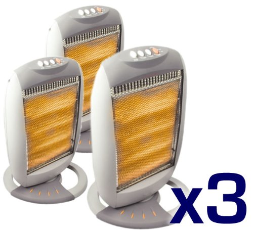 Buy 3x 400W/800W/1200W Halogen Heaters Oscillating Electrical Portable Fire Home Promo Offer