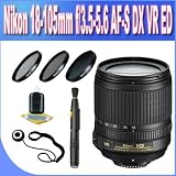Nikon 18-105mm f/3.5-5.6 AF-S DX VR ED Nikkor Lens for Nikon Digital SLR Cameras + 3 Piece Filter Kit + Pen Cleaner+ Cleaning Kit