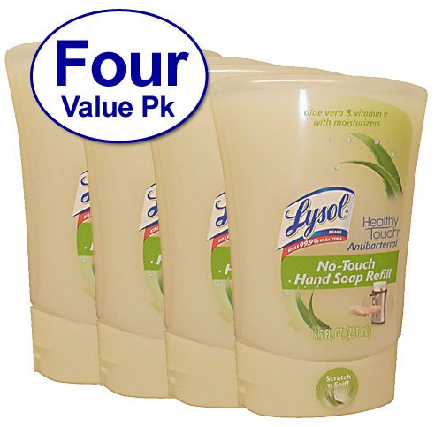 Compare Lysol No-Touch Hand Soap Refill, 8.5 Fl Oz, Aloe Vera & Vitamin E Scent, 4 Count