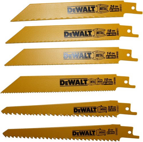 DEWALT DW4856 6-Piece Metal/Woodcutting Reciprocating Saw Blade Set