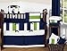 Sweet Jojo Designs Navy Blue and Lime Green Crib Bed Skirt Dust Ruffle for Stripe Collection Bedding Sets