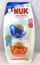 Gerber Nuk Orthodontic Pacifier Simple Button for Newborn, Size 2 2 per Pack