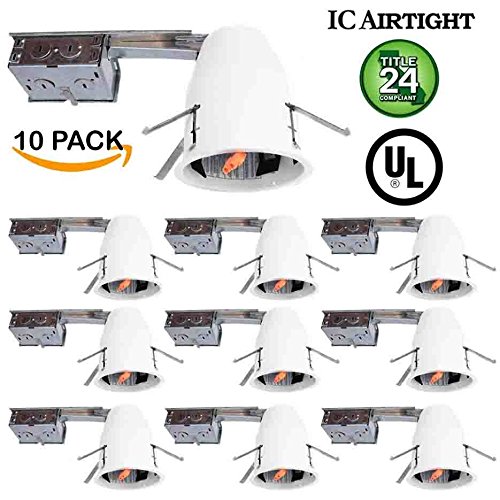 10 Pack – 4″ inch Remodel LED Can Air Tight IC Housing LED Recessed Lighting- UL Listed and Title 24 Certified