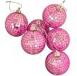 Pack of 6 Bubblegum Pink Mirrored Glass Disco Ball Christmas Ornaments 2.75"