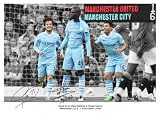 MANCHESTER CITY 6-1 VS MAN UNITED SERGIO KUN AGUERO MARIO BALOTELLI DAVID SILVA SIGNED AUTOGRAPH PHOTO A4 12X8 INCHES PRINT POSTER