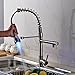 rozin Deck Mount Spring Contemporary Nickel Brushed Finish Single Handle Swivel LED Pull Out Kitchen Sink Faucet Two Spout Pull Down Kitchen Faucet with Sprayer Unique Design Led Water Flow Powered Ceramic Valve Bar Faucets
