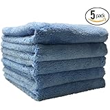 (5-Pack) THE RAG COMPANY 16 in. x 16 in. Eagle Edgeless Blue Professional Korean 70/30 Super Plush 480gsm Microfiber Detailing Towels