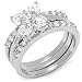 2.00 CT Sterling Silver Ladies Round and Heart Cubic Zirconia CZ Wedding Engagement Ring Set with Bridal Matching Band (Available in size 6, 7, 8)