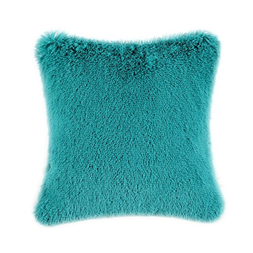 CaliTime Super Soft Throw Pillow Case Cover Plush Faux Fur 18 X 18 Inches Teal