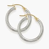 Traditional 1 Inch White Gold Hoop Earrings