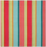 Durable Drill Weave 100% Cotton Colorful Blue and Orange Striped Tablecloth 60x60 Inches