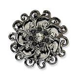 1928 Boutique Black-plated Clear Crystals Floral Design Stretch Ring