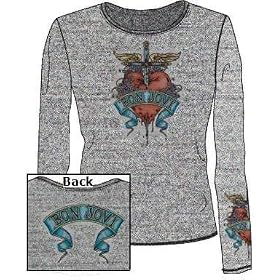 Bon Jovi Women's / Juniors grey long-sleeve pajama top