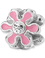 Reflection Beads Silver CZ Center Groovy Pink Flower Bead