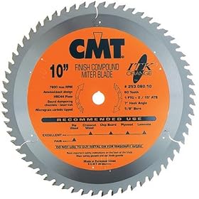 CMT 253.060.08 8-1 2 x 60 Tooth, 5 8 Bore, ITK, .087 Kerf, Finish Compound Miter Saw Blade by CMT