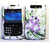 White with Green Leaf and Purple Orchid Blackberry 8900 Curve Snap on Cell Phone Case