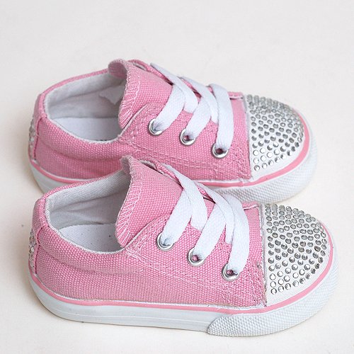 One Ruby Lane Girls Light Pink Jeweled Jeweled Tennis Shoes 5-3