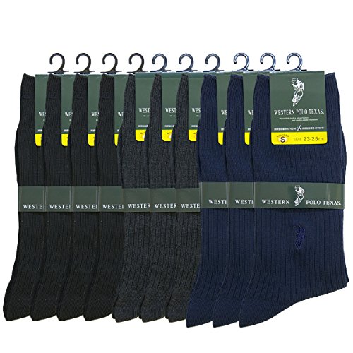 【紳士】 POLO (ポロ) リブソックス 10足セット (WESTERN POLO TEXAS) Sサイズ ブラック4足 グレー3足 ネイビー3足