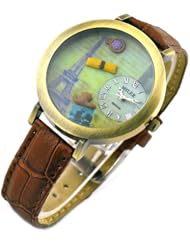 Miler Fashion Genuine Leather Womens Watch Retro Paris Eiffel Tower Dial