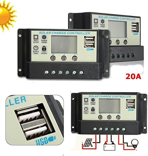 Chargers & Inverters 20A MPPT Solar Panel Battery Regulator Charge Controller 12 24V Auto PWM USB SE
