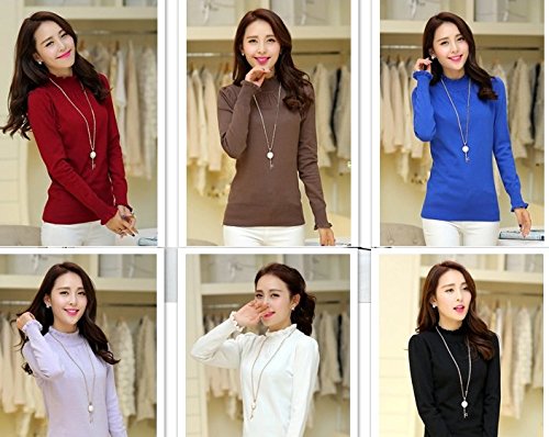 [Kapua] エレガント フェミニン フリル 長袖 ニット チュニック レディース ( ６色展開 ）