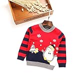 WaYa クリスマス ガールズ ボーイズ ベビー 長袖 ニット 編み プルオーバー セーター トップス 80cm‐110cm (100cm, レッド)