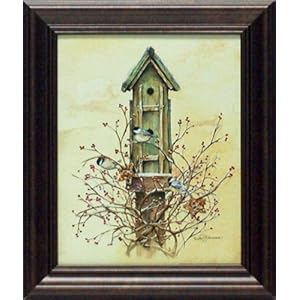 Winter home by Barb Tourtillotte 11x13 framed artwork country birdhouse art print