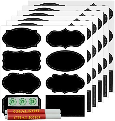 CHALKOO 48-piece Chalkboard Labels with 2 pcs of Free Liquid Chalk Marker As Gift