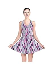 Polyester/Spandex Stretchy Mesh Dots Print Zig Zag Skater Dress 