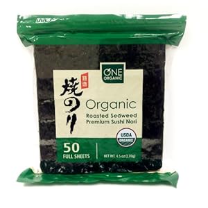 One Organic Sushi Nori Premium Roasted Organic Seaweed - 50 Sheets (4.5 oz)