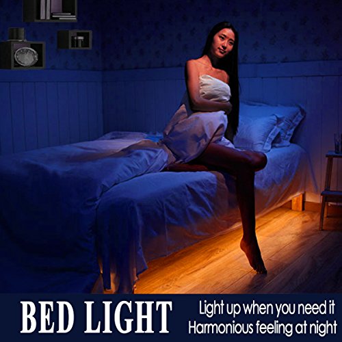 Emotionlite LED Motion Activated Bed Light Motion Sensor Night Light Led biasing Lighting Strip with Automatic Off Warm White 1600K(Under Bed Cabinet Hallway Dark Corner)