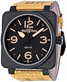 Bell and Ross Heritage Black Dial Beige Leather Strap Mens Watch BR01-92-HERITAGE