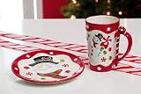 Gift Set Handpainted Mug 22oz w/Stirrer & Plate North Pole Candy Factory