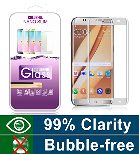 Galaxy S7 Edge Screen Protector，(Full Screen Coverage)Ultra Tempered Glass Anti-Scratch Shield Max Clarity Touch Accuracy Screen Protector by StarryBay (s7-edge-silver)