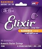 Elixir Gitarrensaiten f&uuml;r Akustikgitarre (1 Satz, 80/20 Bronze, ultrad&uuml;nne Nanoweb-Beschichtung, 8 Saiten, Bariton, 0.016 - 0.070)
