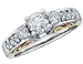 Diamond Engagement Ring: 14K White and 18K Yellow Gold Accent 1.0 Carat (ctw)
