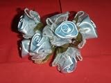 72 Light Blue Wedding Bridal Satin & Organza Leaves Flower