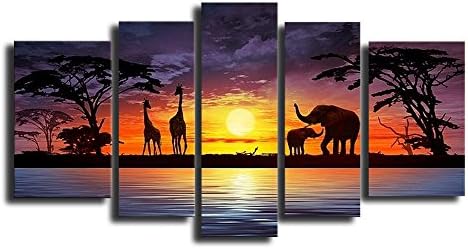iPainting--Hand Painted Oil Painting Tropical Forest Sunset, Modern Framed Canvas Art for Home Wall Decoration. Ready to hang Oil Paintings