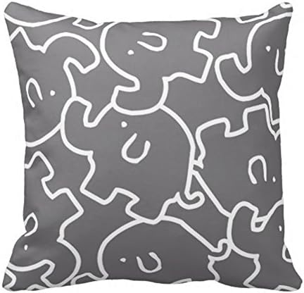 Ebrtset Square Grey &amp; White Elephant Throw Pillow Case 18 "X18 " Cushio...