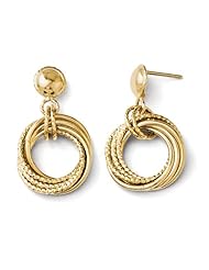 14k Yellow gold Leslies Polished Diamond cut Post Dangle Earrings
