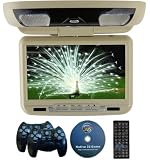 New Tan 9" Overhead Flip Down Roof Mount LCD Car Monitor Package With Sony DVD Player Lcd with 2 Wireless 32 bit game Controllers. B002PI2SRS